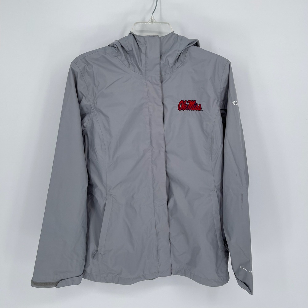 Columbia Women's Gray Ole Miss Rebels Hooded Rain Jacket Size Medium